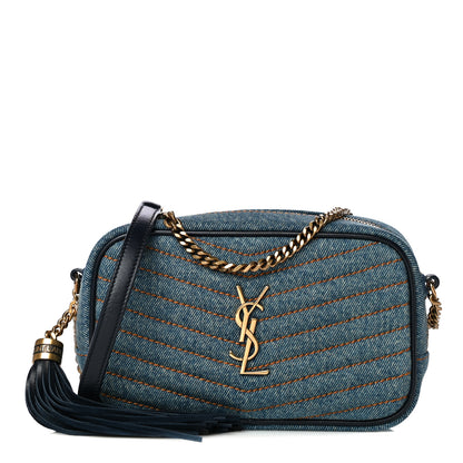 Saint Laurent Denim Matelasse Monogram Mini Lou Camera Bag California Blue 1 of 10