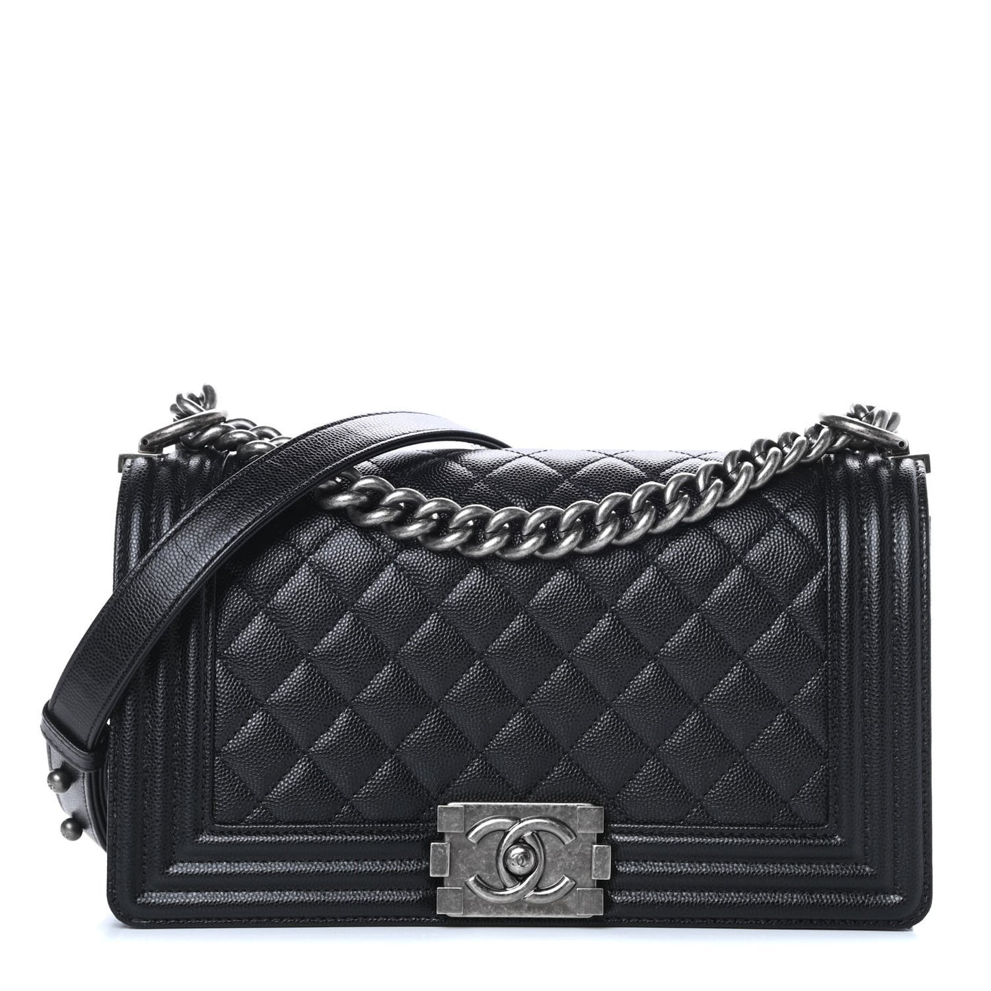 Caviar Quilted Medium Boy Flap Black