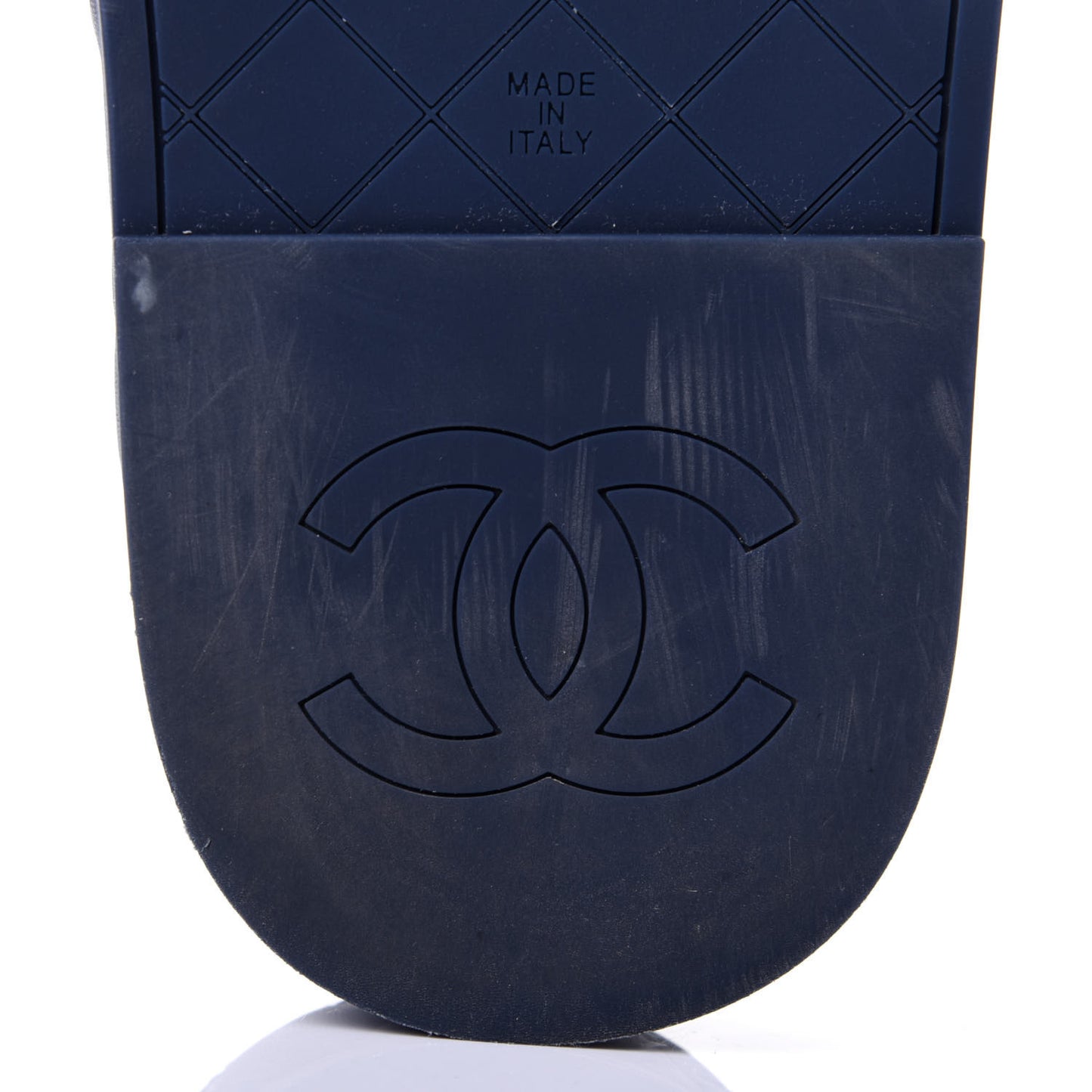 Lambskin Quilted CC Mules Sandals 39 Navy Blue