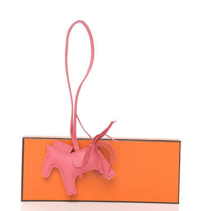 Hermes Milo Lambskin Grigri Rodeo Horse Bag Charm MM Rose Azalee 4 of 4