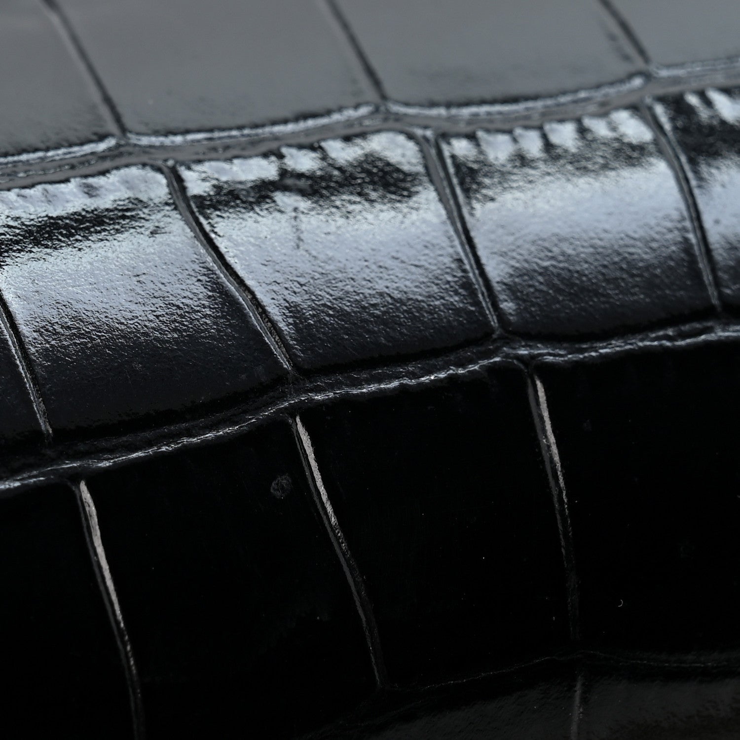 Balenciaga Shiny Calfskin Crocodile Embossed Hourglass Chain Bag Black 13 of 13