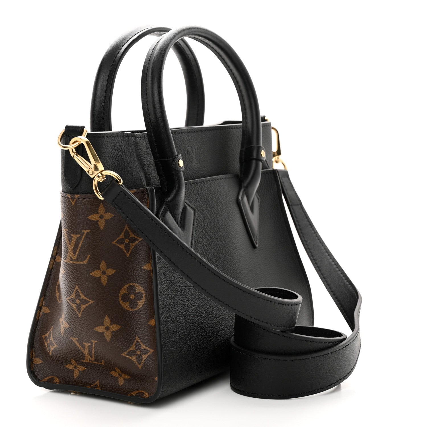Louis Vuitton Calfskin Monogram On My Side PM Black 3 of 10