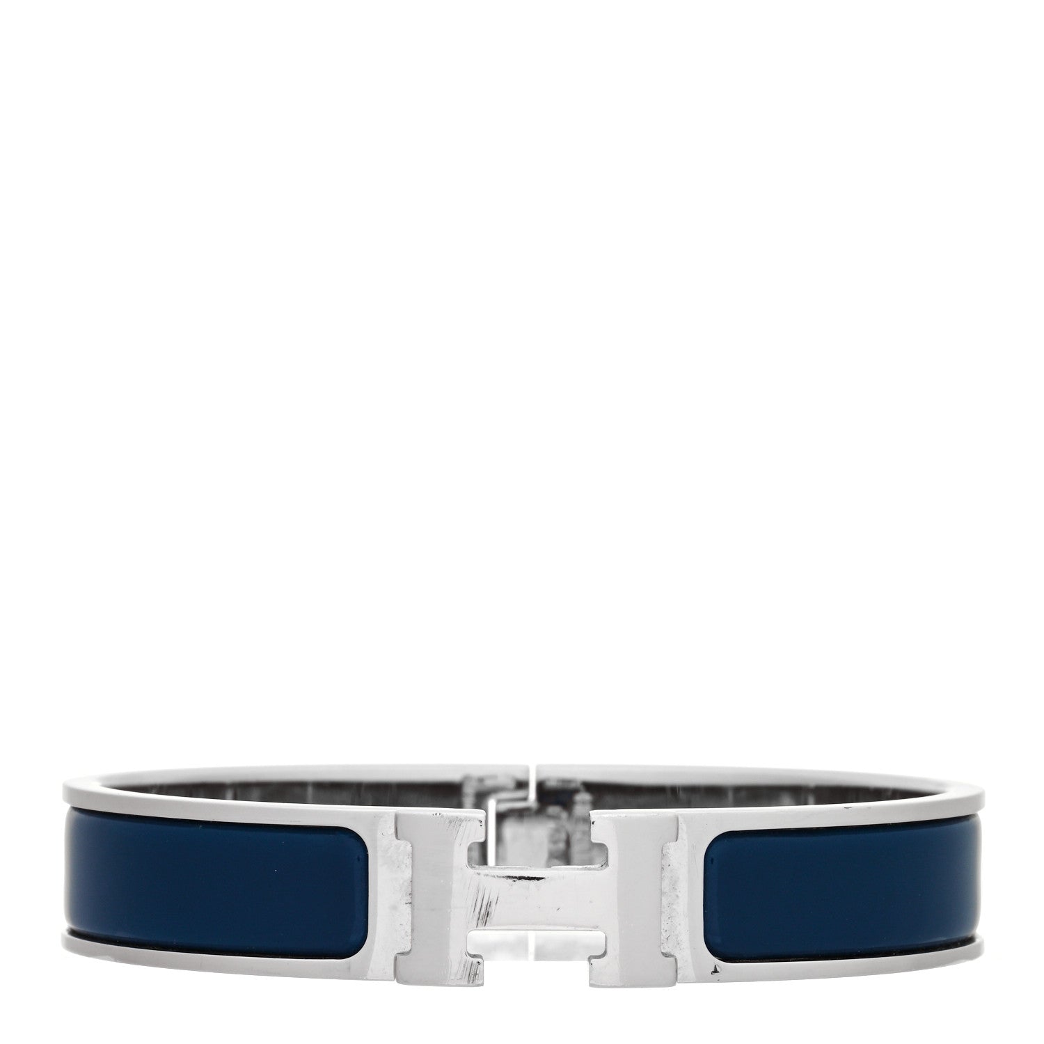 Hermes Narrow Enamel Clic Clac H Bracelet PM Bleu Nuit 1 of 5