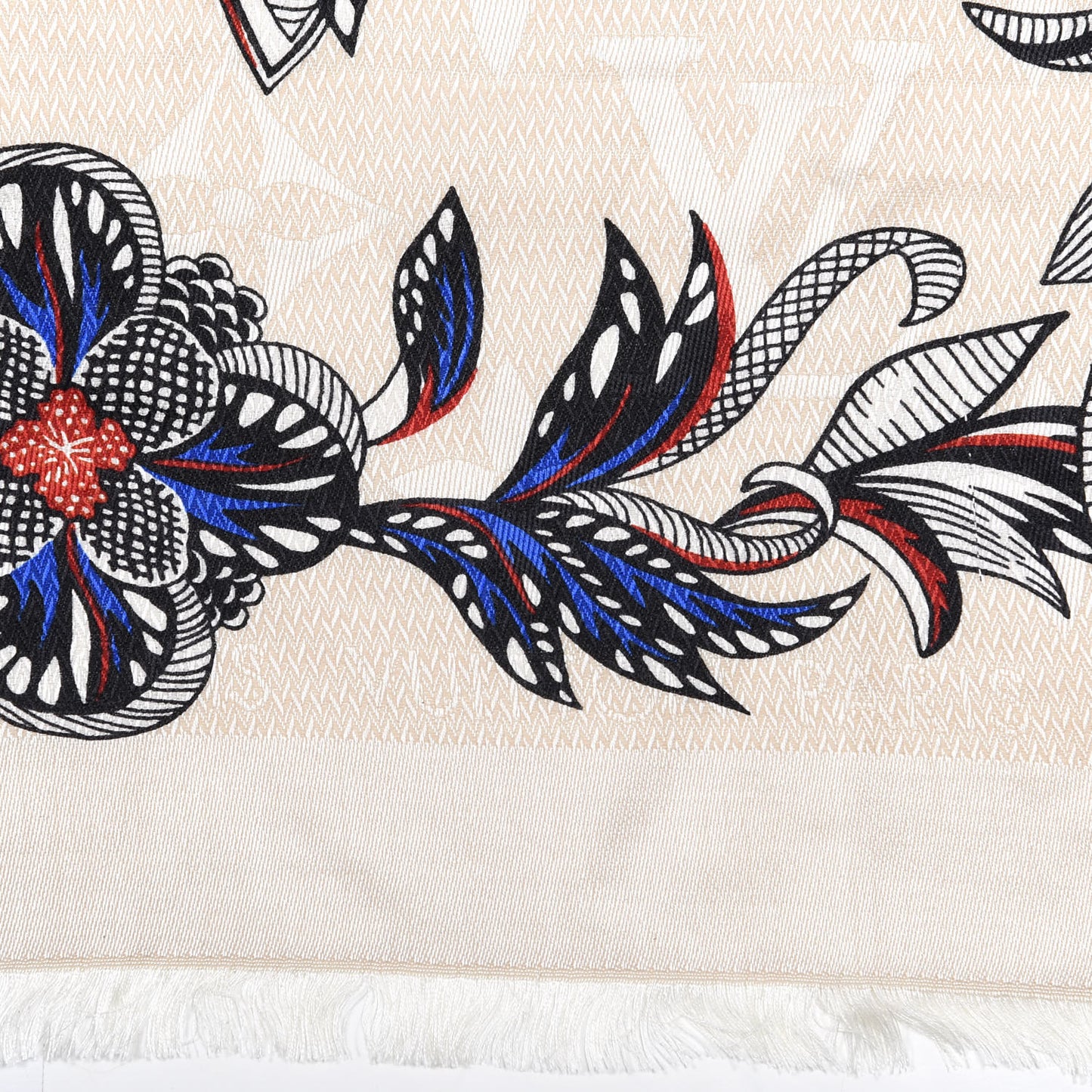 Silk Wool Beyond Flower Monogram Shawl Beige