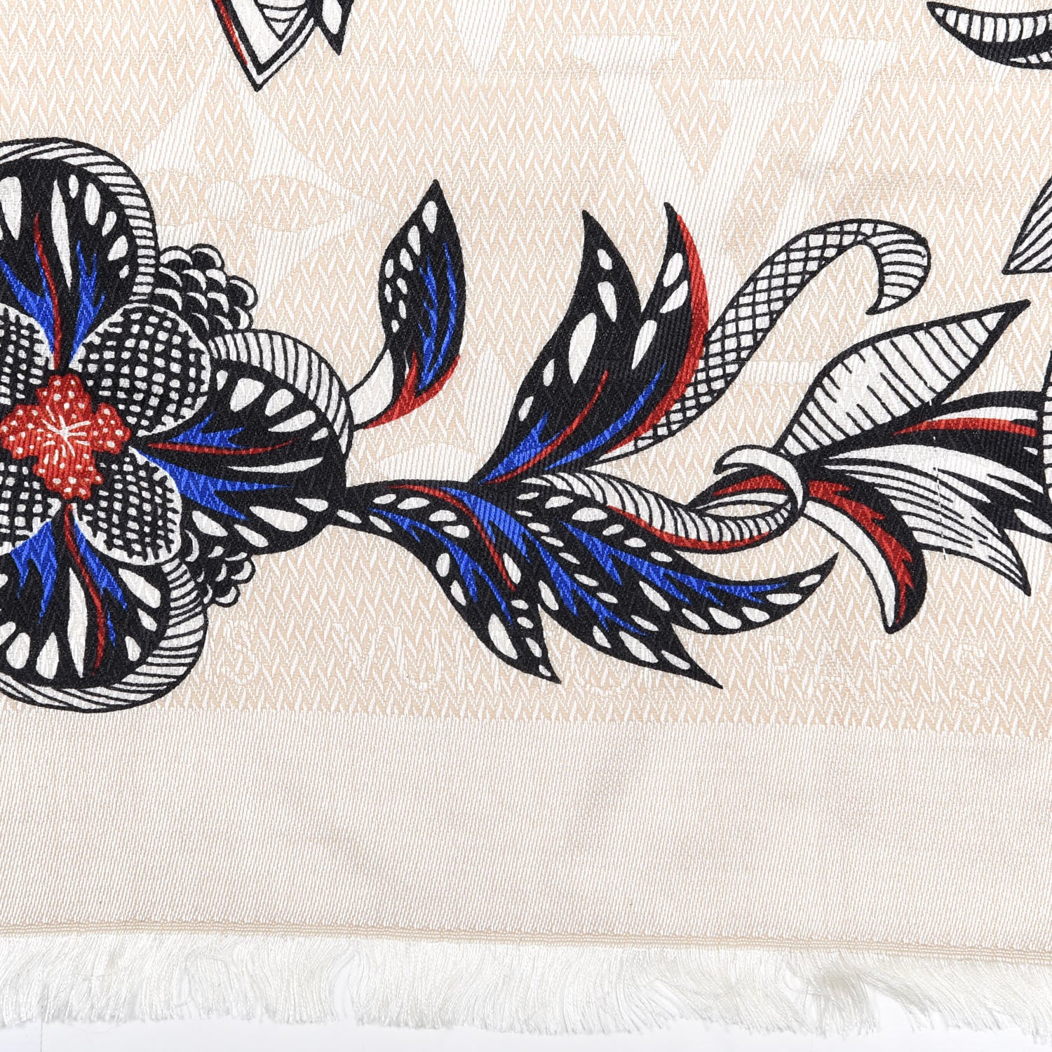Louis Vuitton Silk Wool Beyond Flower Monogram Shawl Beige 3 of 3