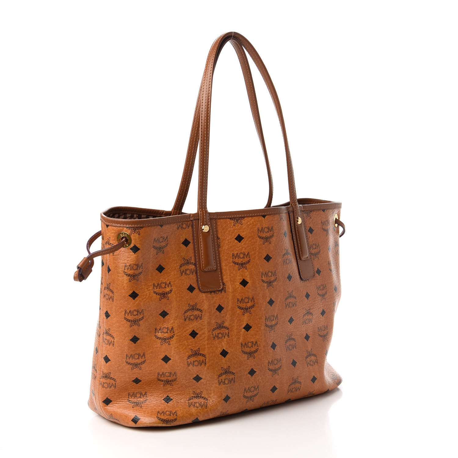 MCM Visetos Medium Liz Reversible Shopper Tote Cognac 3 of 15