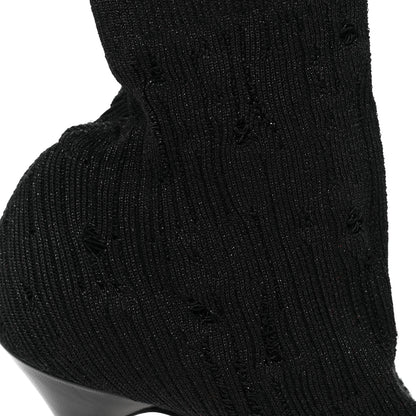 Christian Louboutin Tricot Lurex Sandrine 80 Sock Ankle Boots 38 Black 11 of 12