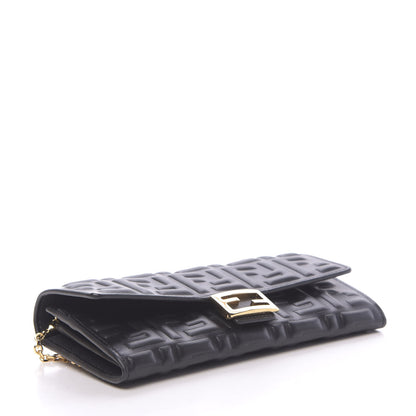 Fendi Nappa Matisse FF Embossed Continental Wallet On Chain Black 4 of 11