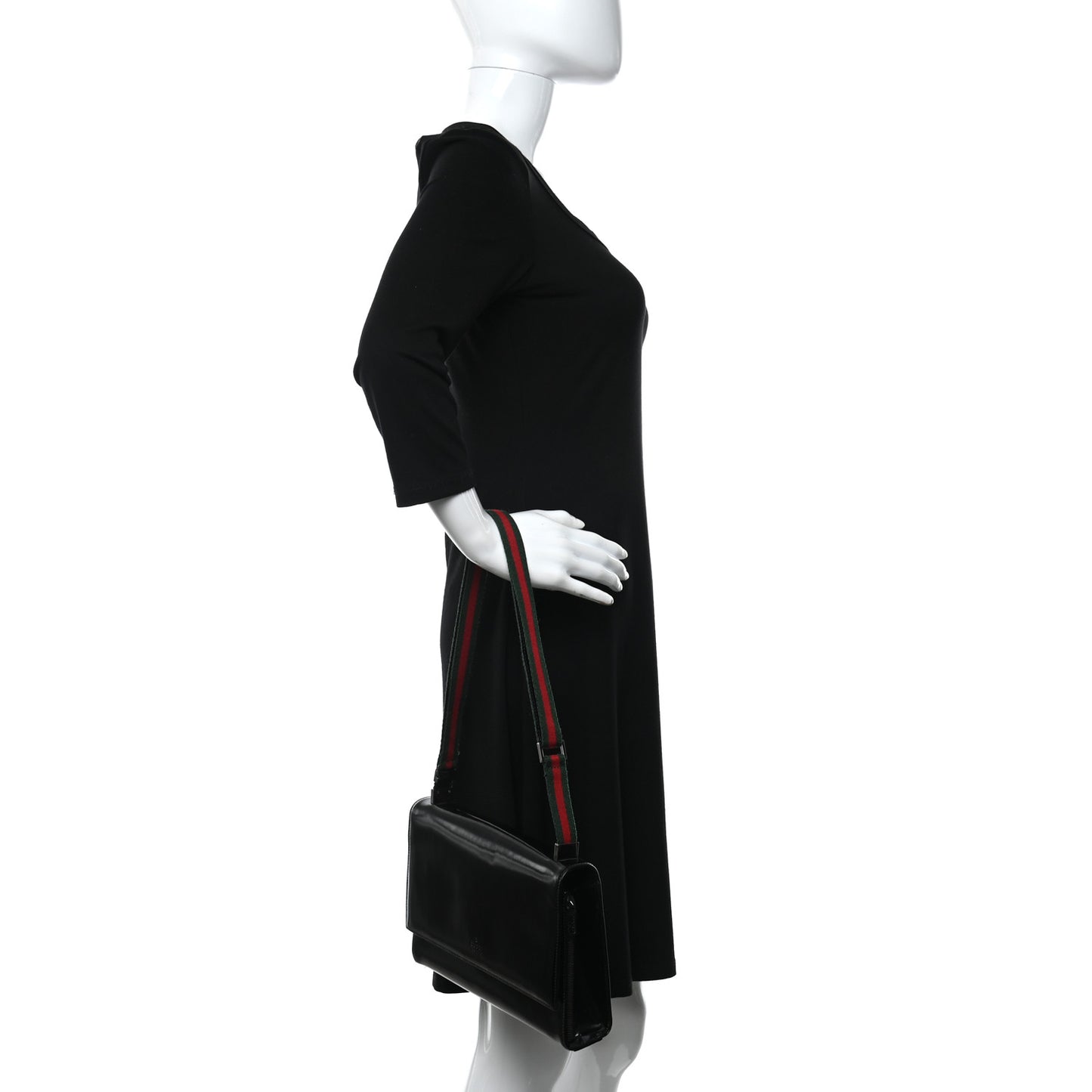 Patent Web Shoulder Bag Black