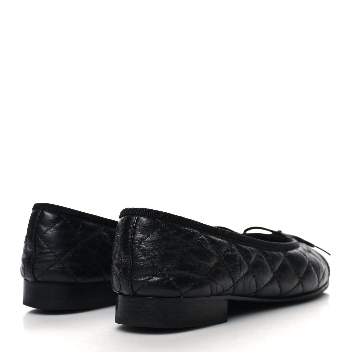Chanel Aged Calfskin Quilted Cap Toe Ballerina Flats 35.5 Black 4 of 9