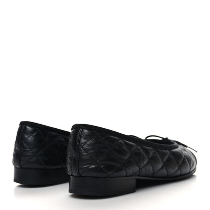 Chanel Aged Calfskin Quilted Cap Toe Ballerina Flats 35.5 Black 4 of 9