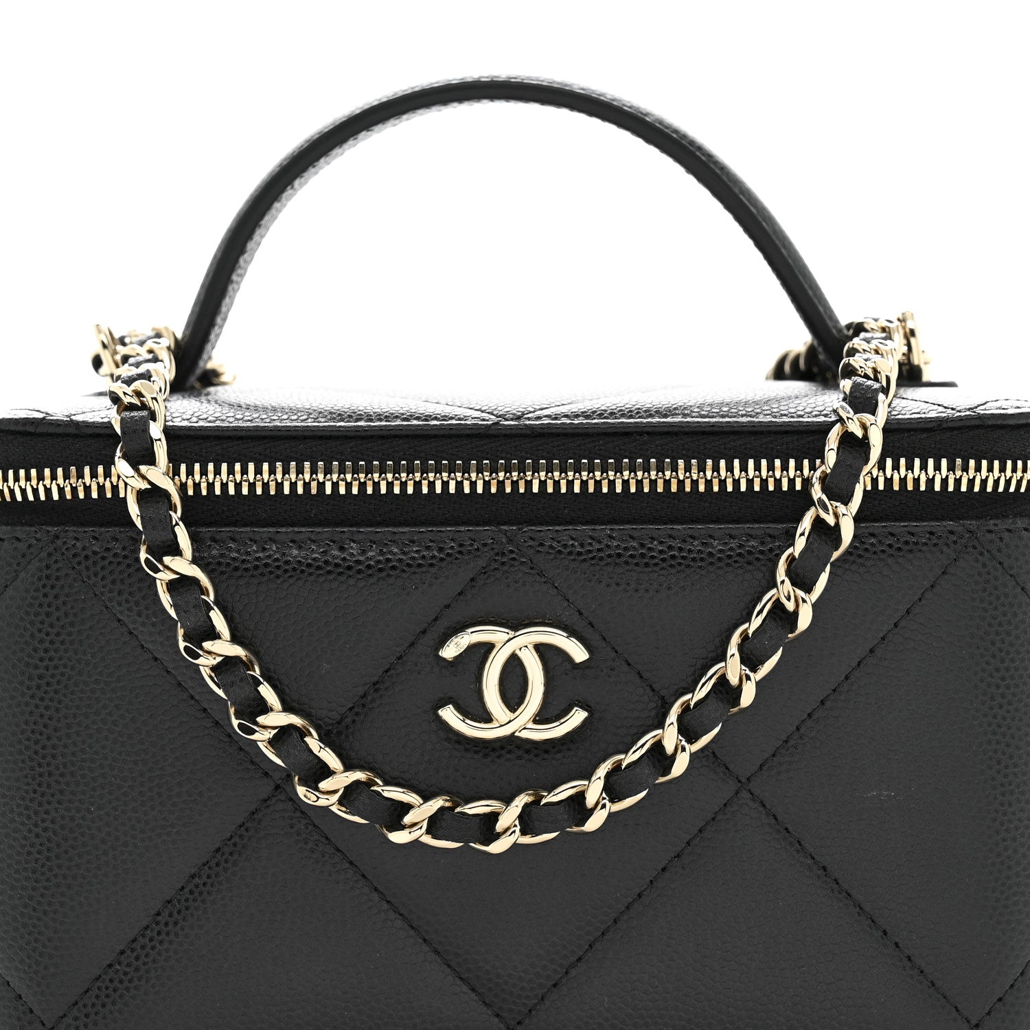 Chanel Caviar Quilted Top Handle Long Vanity Black 8 of 11
