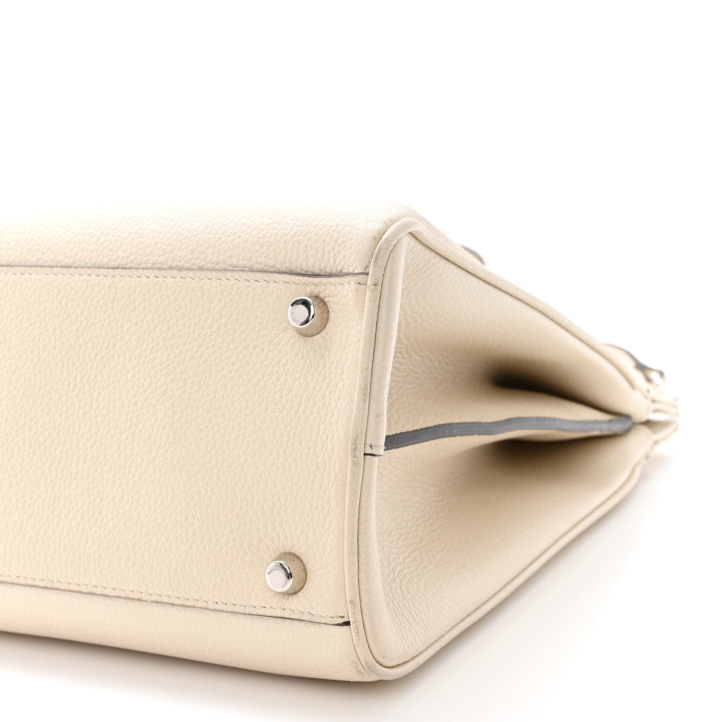 Grainy Calfskin Medium Zumi Top Handle Bag Mystic White