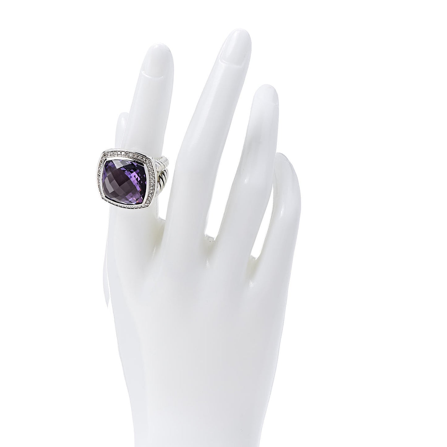 Sterling Silver Diamond Amethyst 17mm Albion Ring 54 7