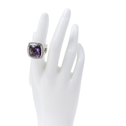 David Yurman Sterling Silver Diamond Amethyst 17mm Albion Ring 54 7 2 of 5