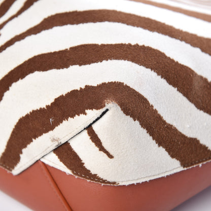 Celine Shiny Smooth Calfskin Zebra Printed Calf Hair Small Twisted Cabas Chalk Brick 10 of 14