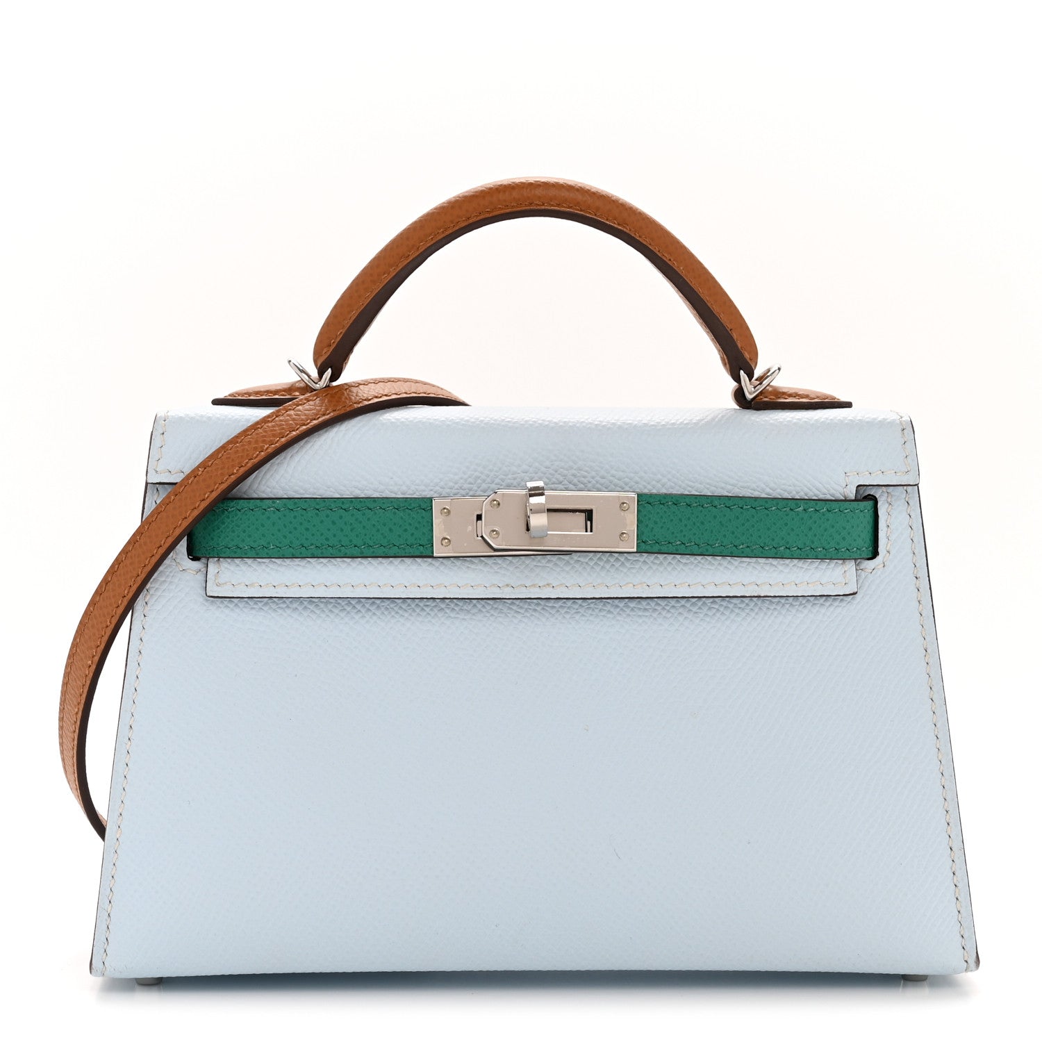Hermes Epsom Mini Kelly Sellier 20 Bleu Brume Vert Jade Gold 1 of 13