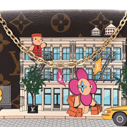 Louis Vuitton Monogram 2022 Christmas Animation New York Soho Pochette Felicie Chain Wallet Yellow 8 of 11