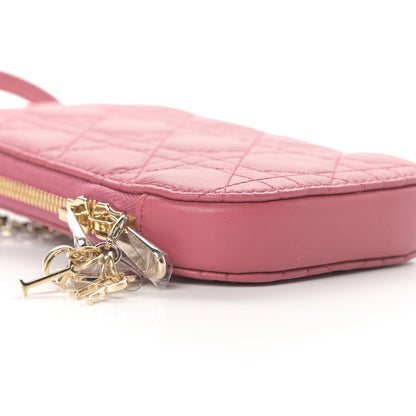 Christian Dior Lambskin Cannage Lady Dior Phone Holder Strawberry Pink 9 of 11