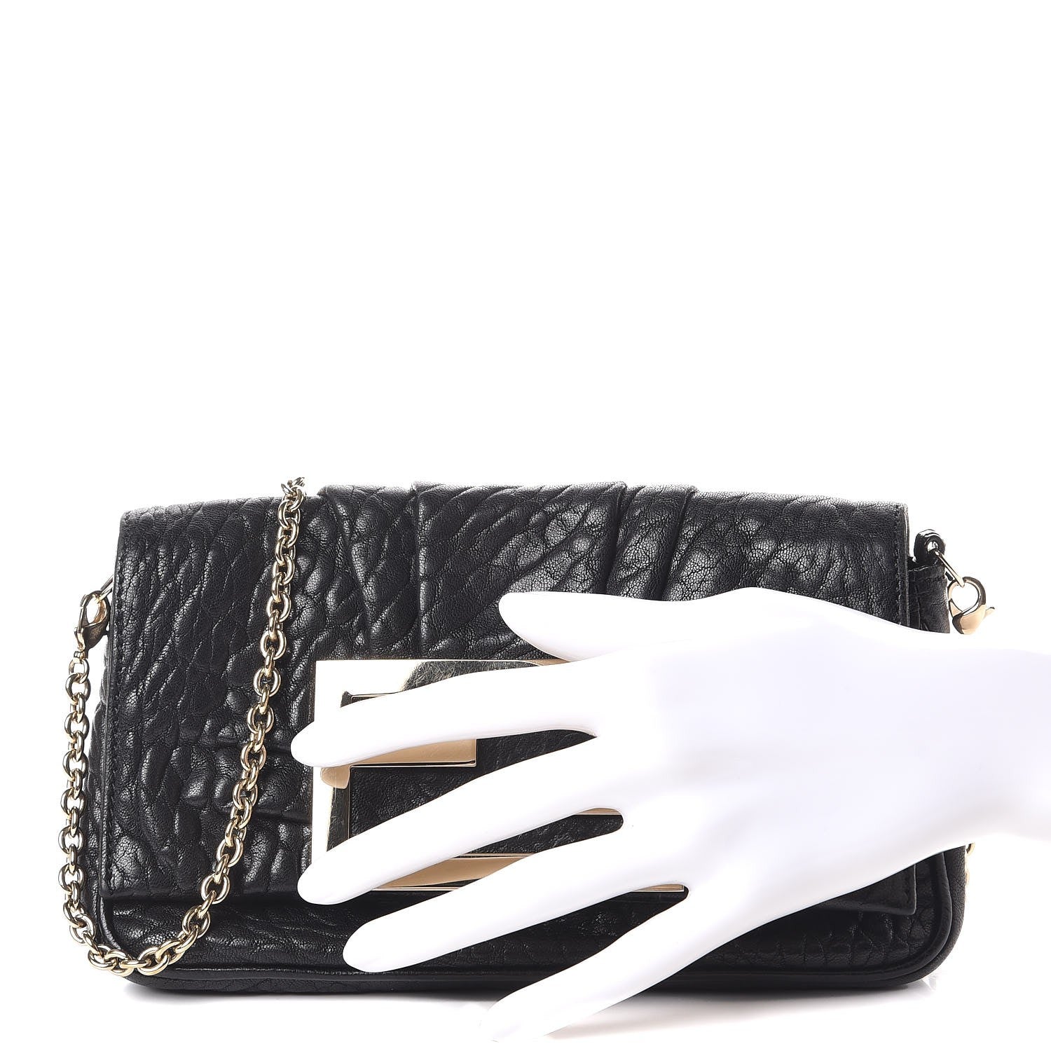 Fendi Crinkled Lambskin Mia Pochette Black 2 of 9