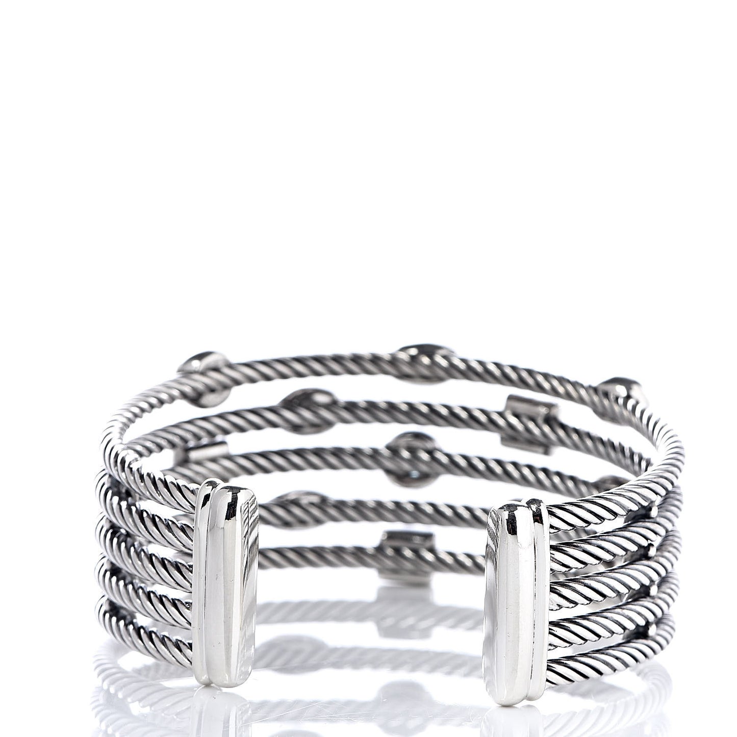 Sterling Silver Diamond Blue Topaz Iolite Confetti Five Row Bracelet