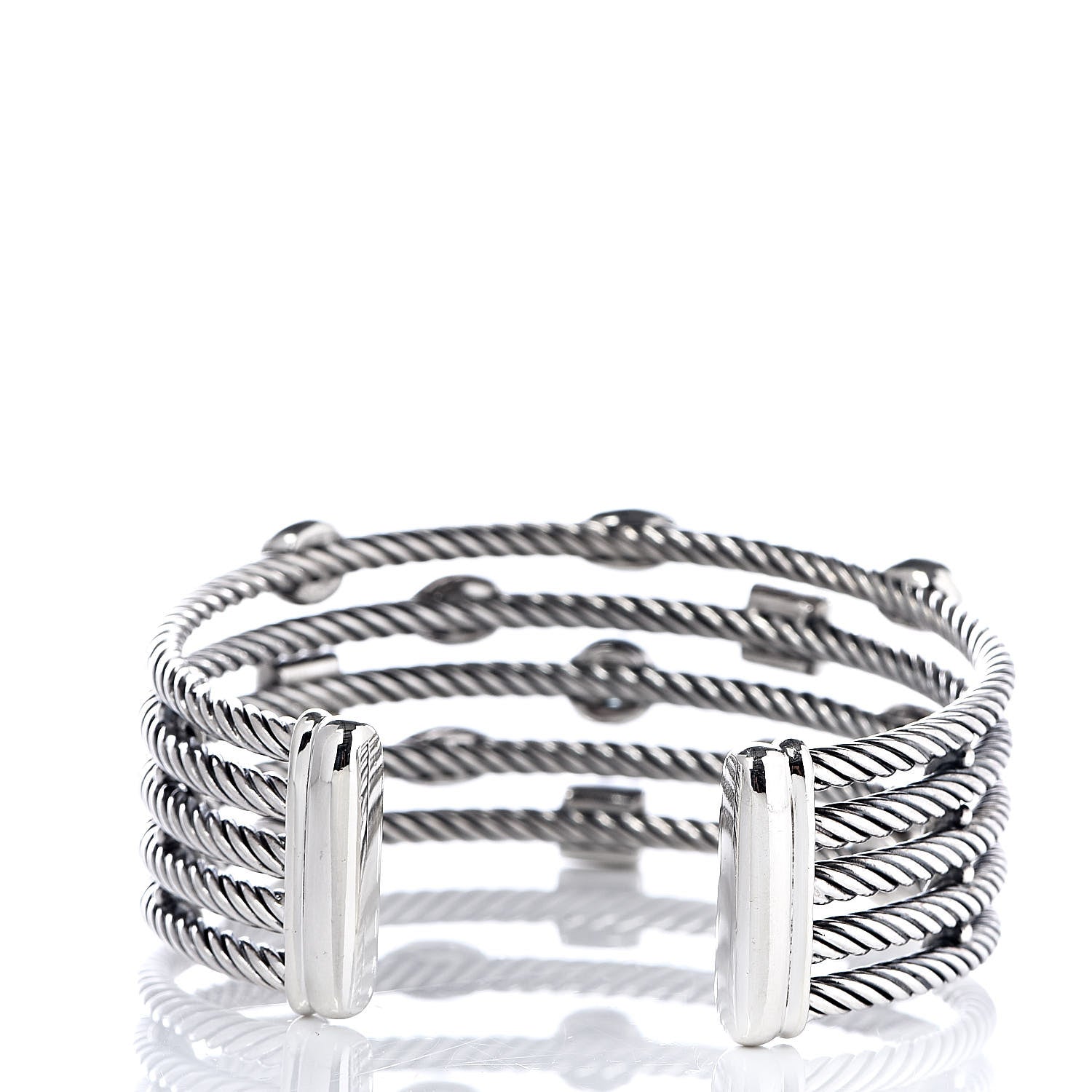 David Yurman Sterling Silver Diamond Blue Topaz Iolite Confetti Five Row Bracelet 3 of 4