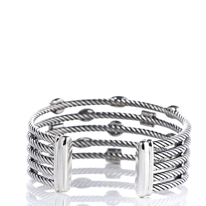 David Yurman Sterling Silver Diamond Blue Topaz Iolite Confetti Five Row Bracelet 3 of 4