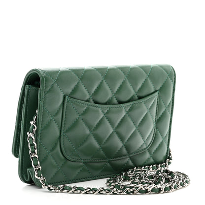 Chanel Lambskin Quilted Wallet On Chain WOC Green 3 of 11