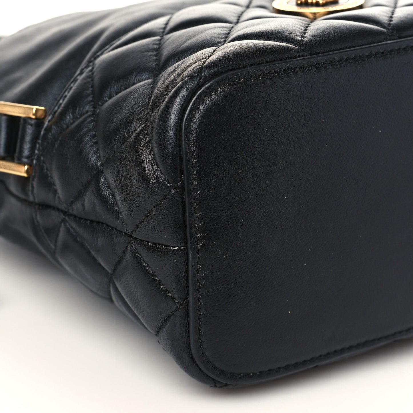 Nappa Quilted Medusa Bucket Bag Black