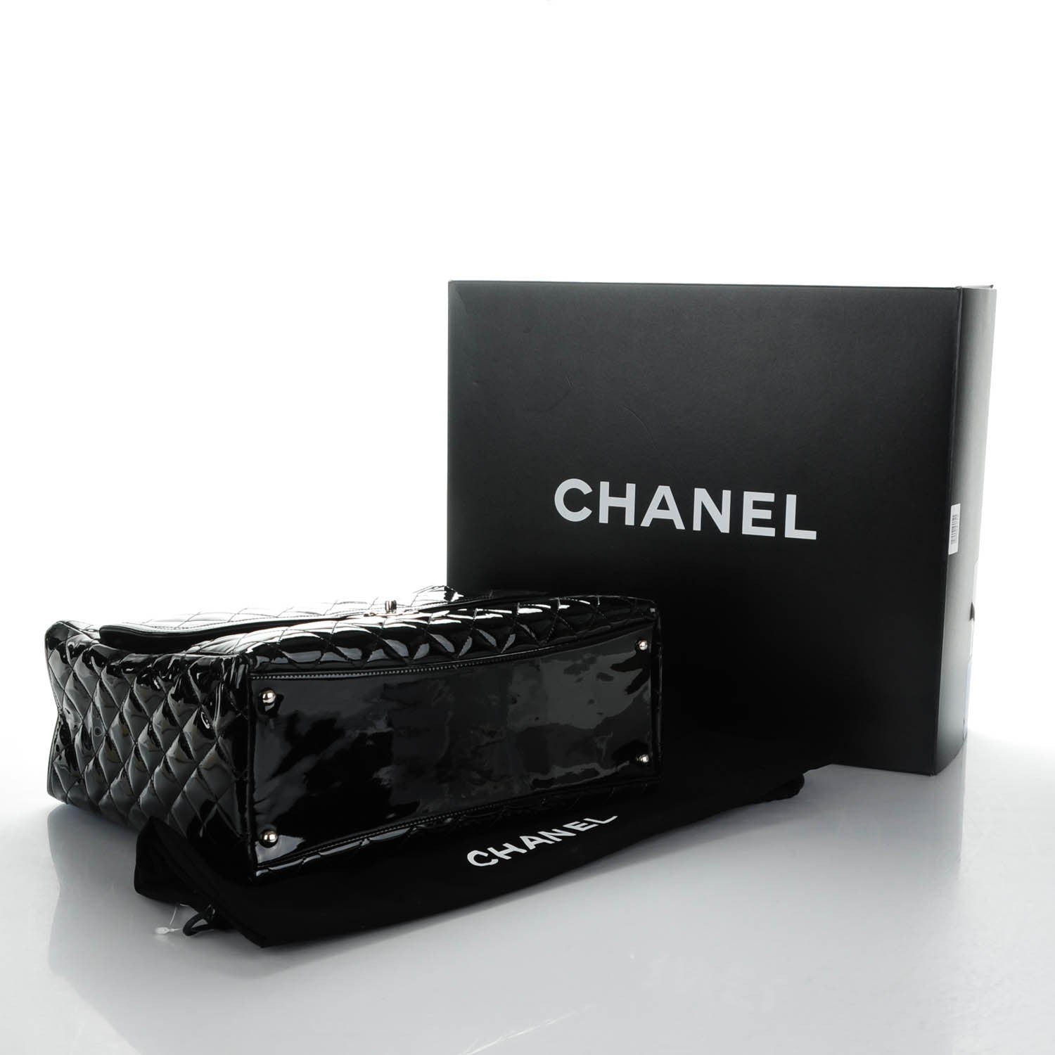 Chanel Patent Quilted Large Coco Shine Shopping Tote Black 4 of 8