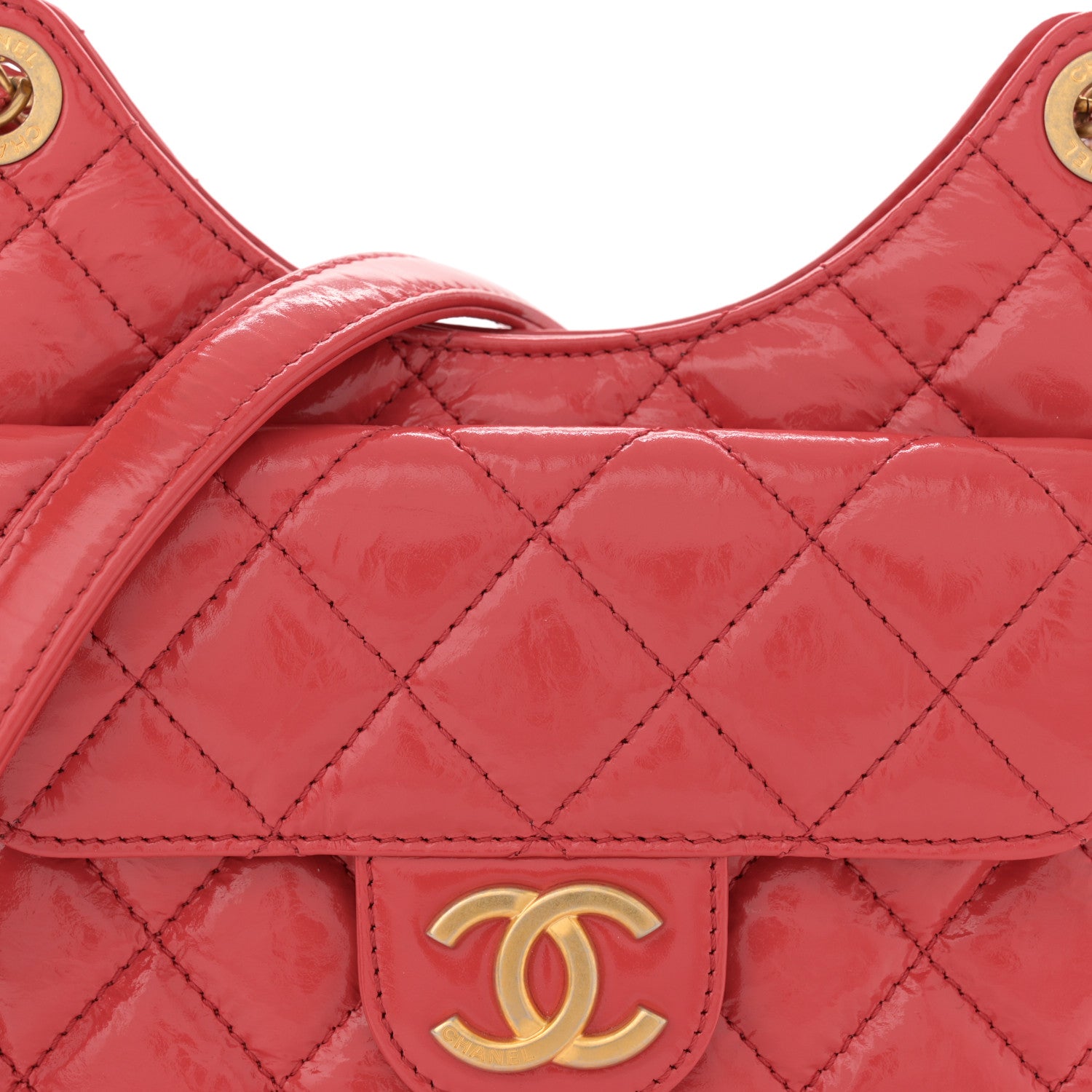 Chanel Shiny Crumpled Calfskin Quilted Small Wavy CC Hobo Red 8 of 10
