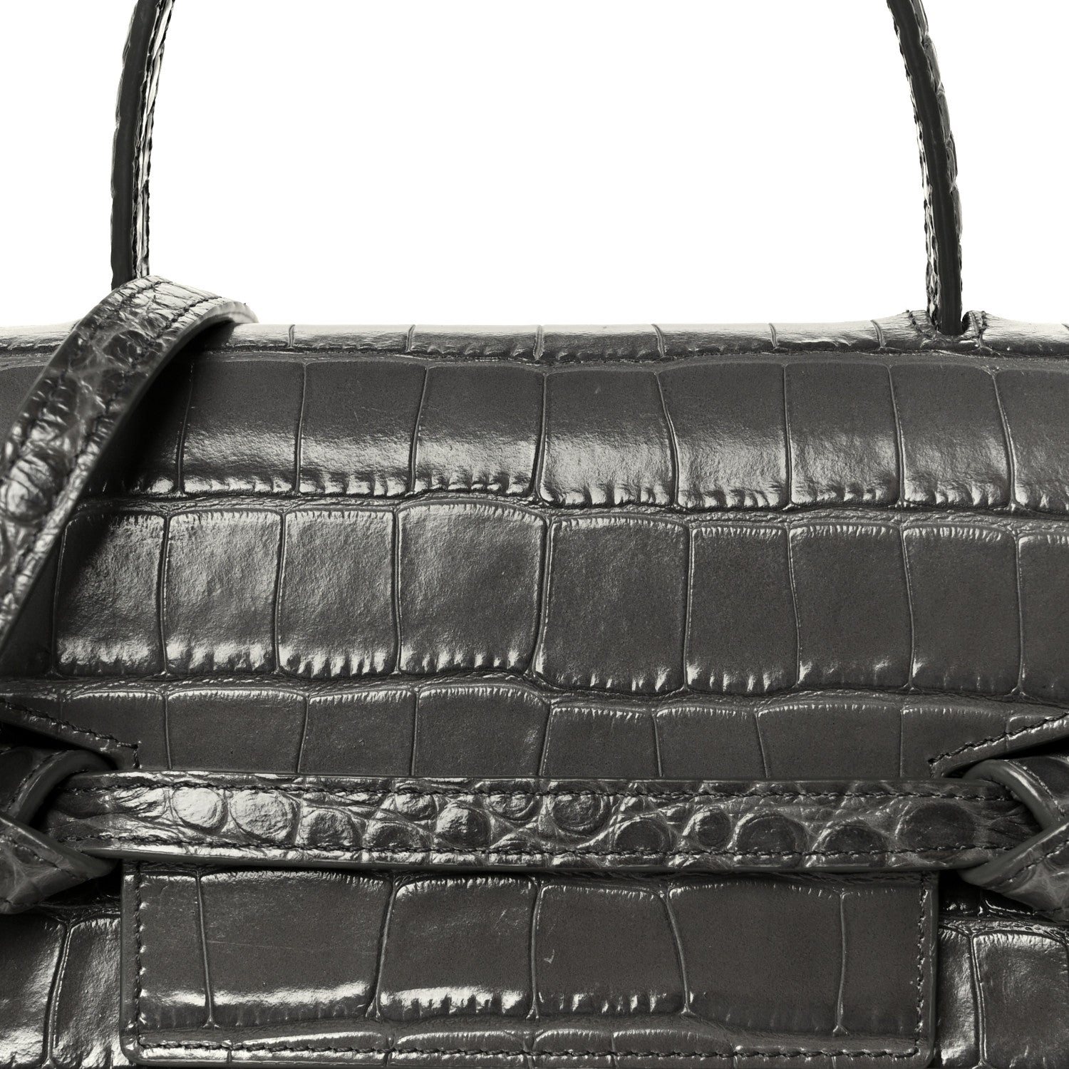 Celine Calfskin Crocodile Embossed Nano Belt Bag Grey 8 of 10