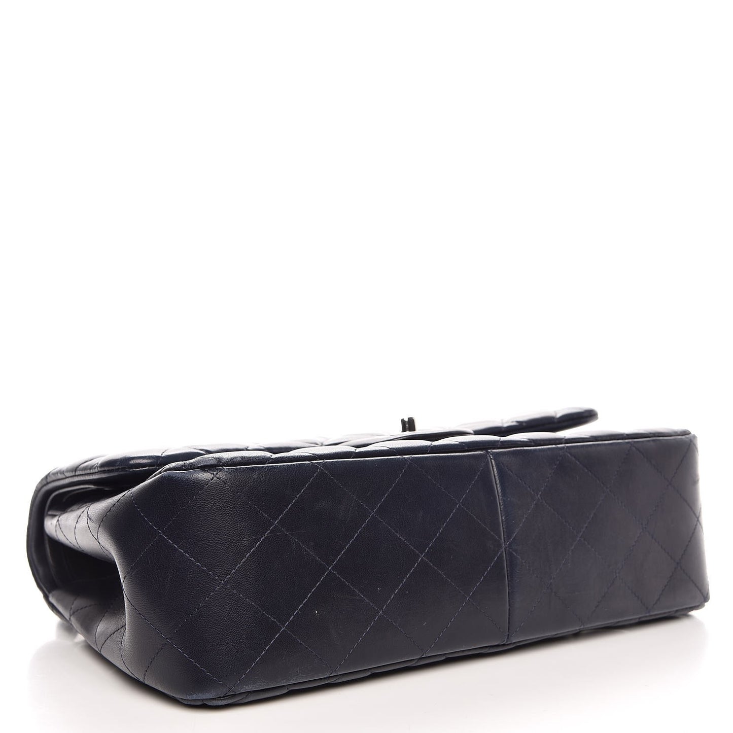 Lambskin Quilted Jumbo Double Flap Navy
