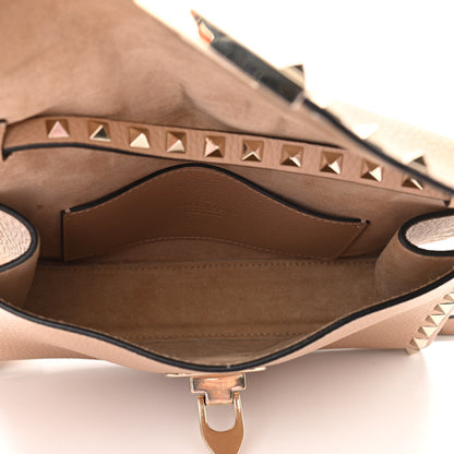 Valentino Garavani Pebbled Calfskin Medium Rockstud Flip Lock Crossbody Bag Camel Rose 5 of 12