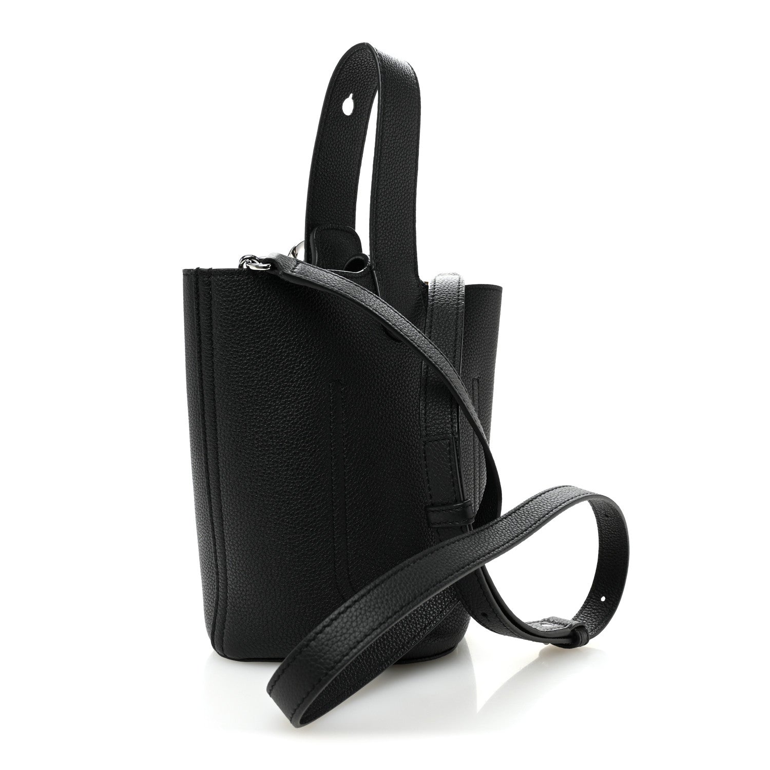 Loewe Soft Grained Calfskin Mini Pebble Bucket Bag Black 3 of 10