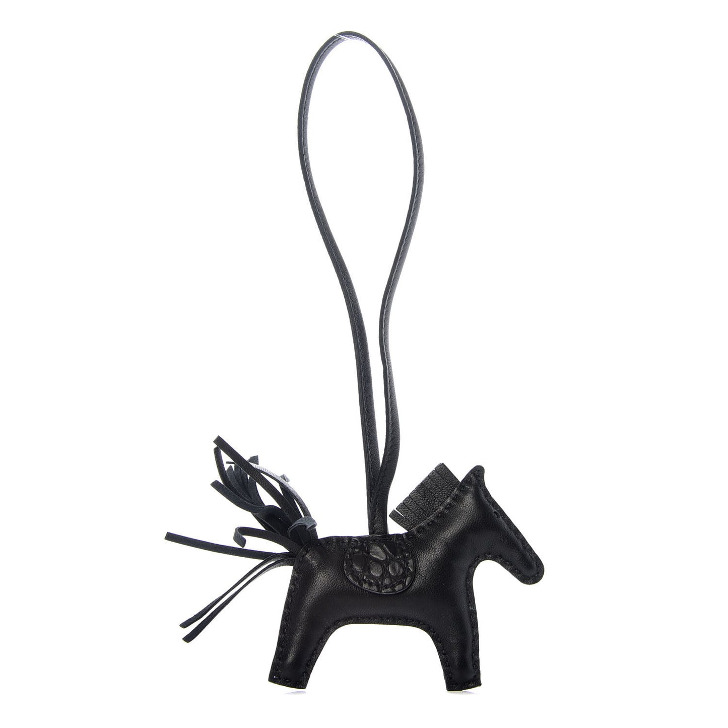 Milo Lambskin Matte Alligator Touch Grigri Rodeo Horse Bag Charm PM So Black
