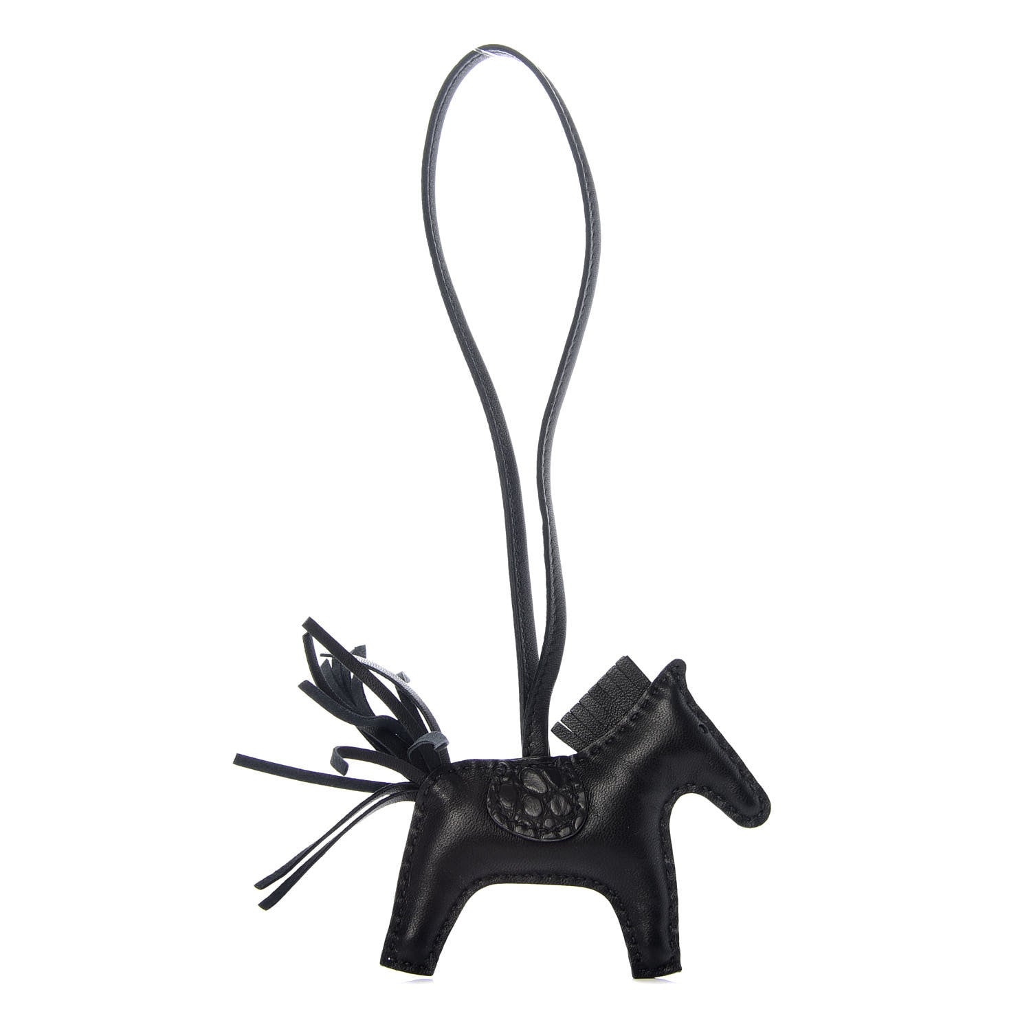 Hermes Milo Lambskin Matte Alligator Touch Grigri Rodeo Horse Bag Charm PM So Black 1 of 4