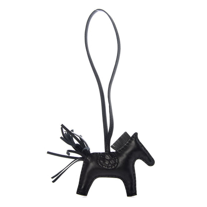 Hermes Milo Lambskin Matte Alligator Touch Grigri Rodeo Horse Bag Charm PM So Black 1 of 4