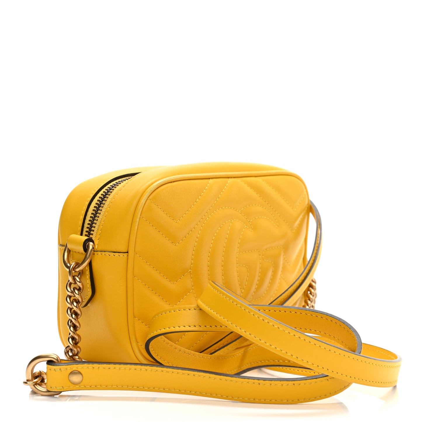 Calfskin Matelasse Mini GG Marmont Chain Shoulder Bag Stone Topaz