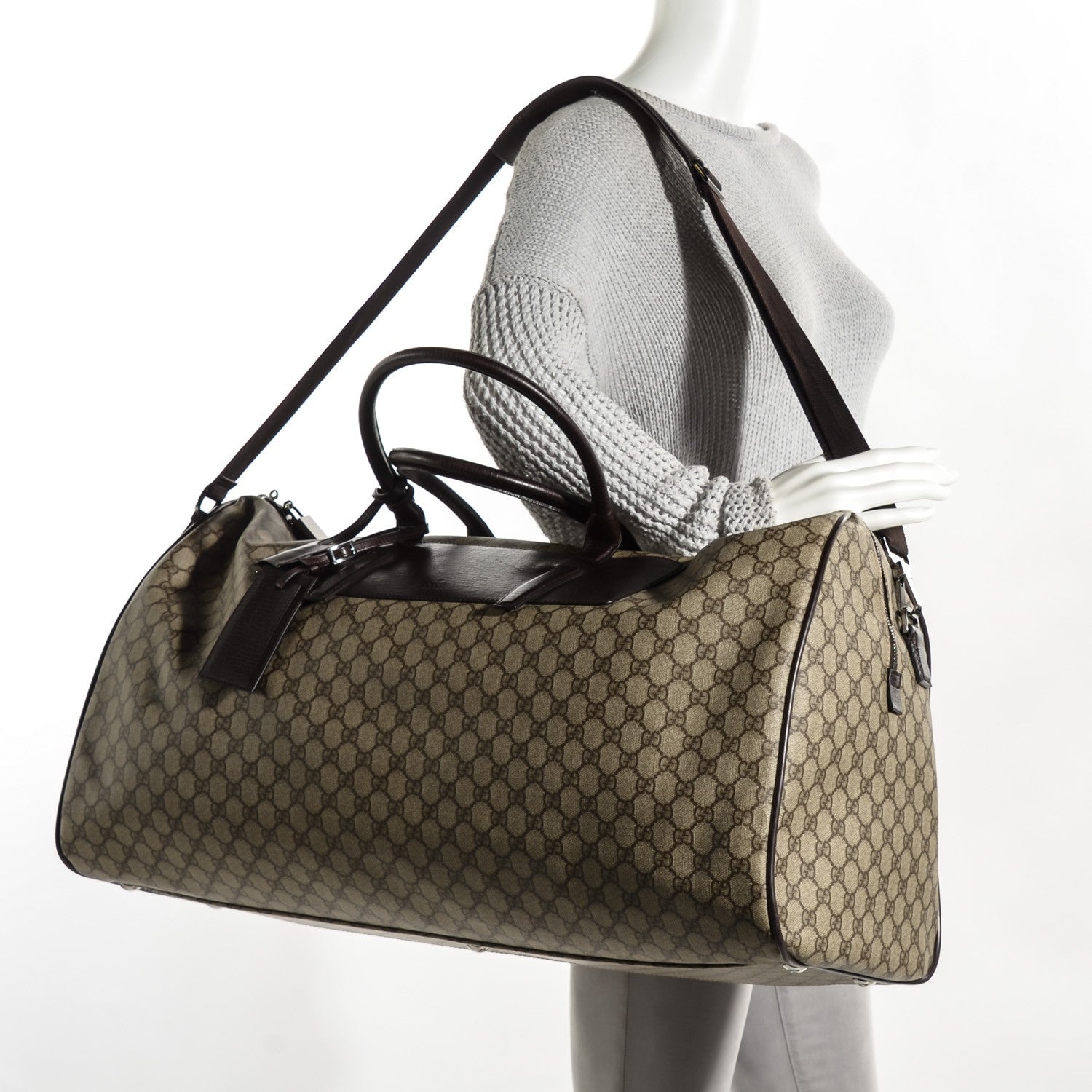 Gucci Coated Canvas Monogram Large Carry On Duffle Bag Brown 2 of 8