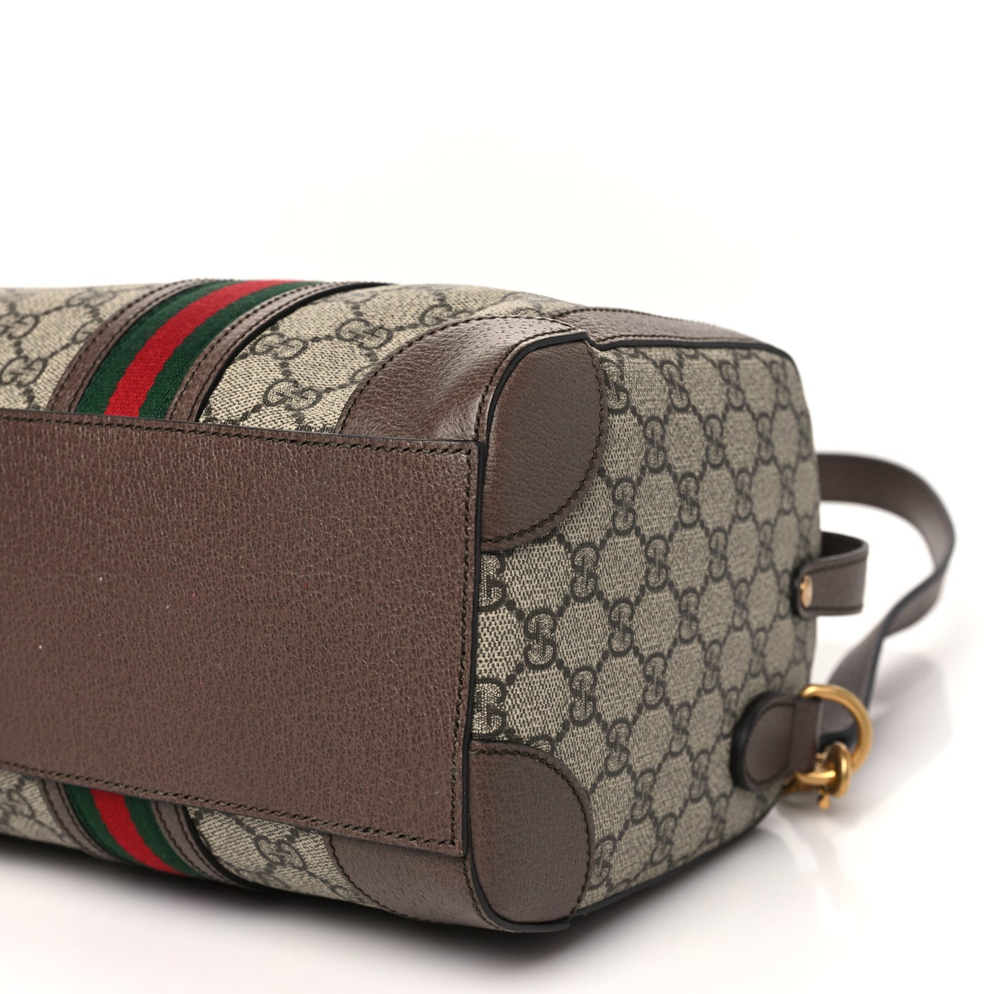 GG Supreme Monogram Textured Dollar Calfskin Web Small Duffle Bag Beige Ebony