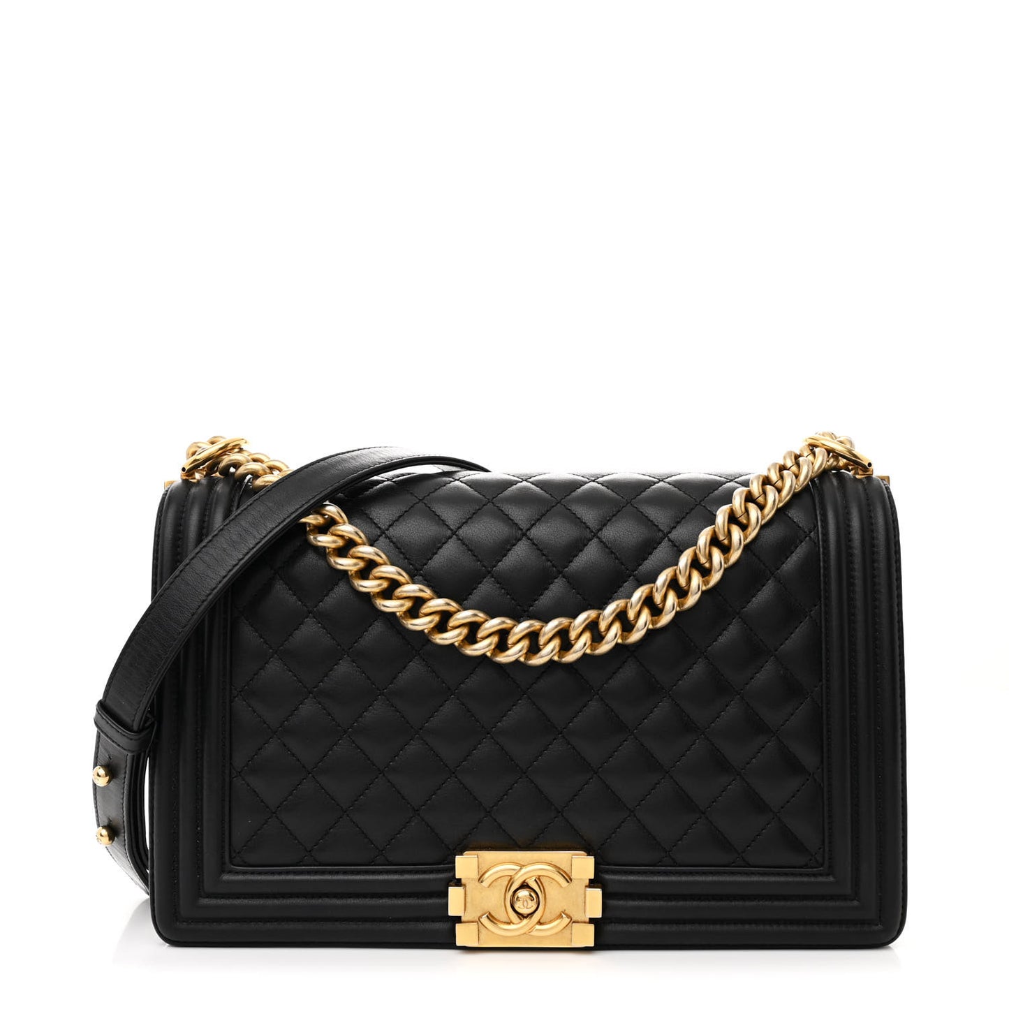 Calfskin Quilted New Medium Boy Flap Black