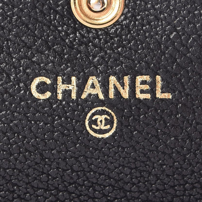 Chanel Goatskin Camellia Embossed Flap Wallet Black 4 of 7