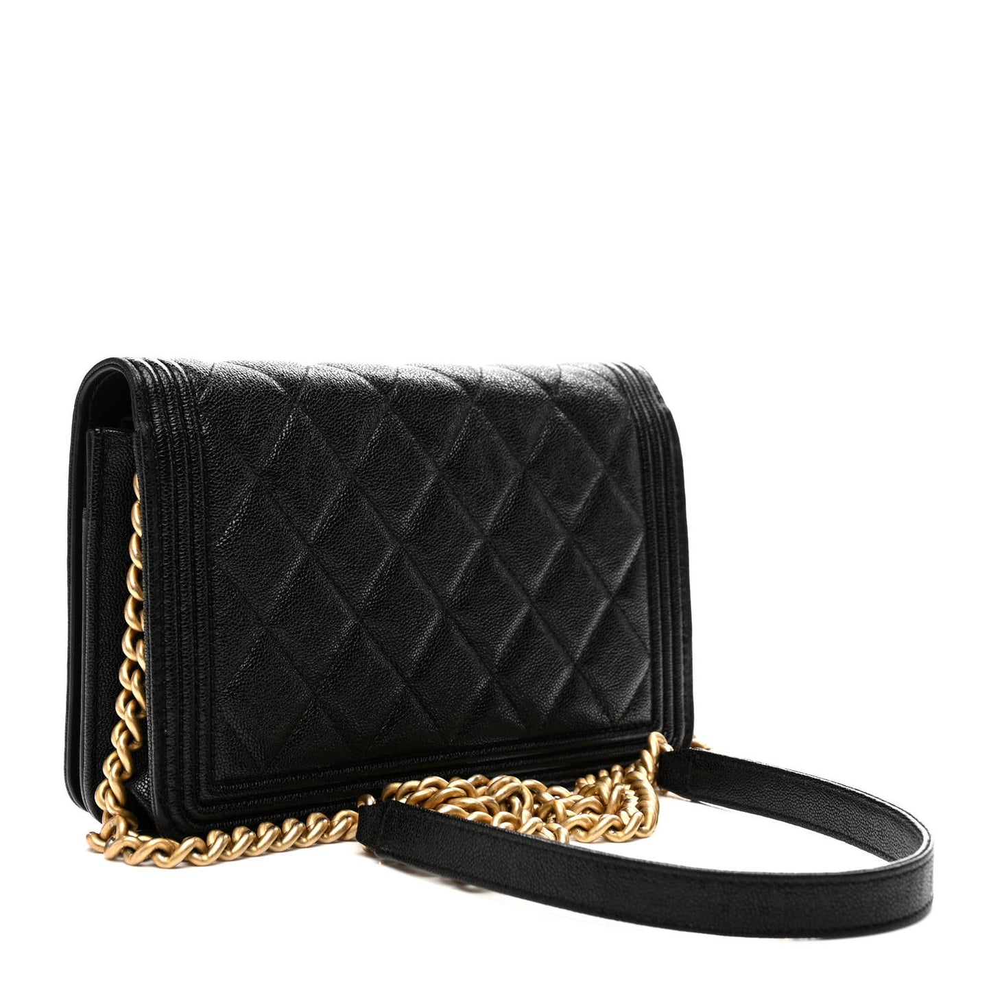 Caviar Quilted Boy Wallet On Chain WOC Black