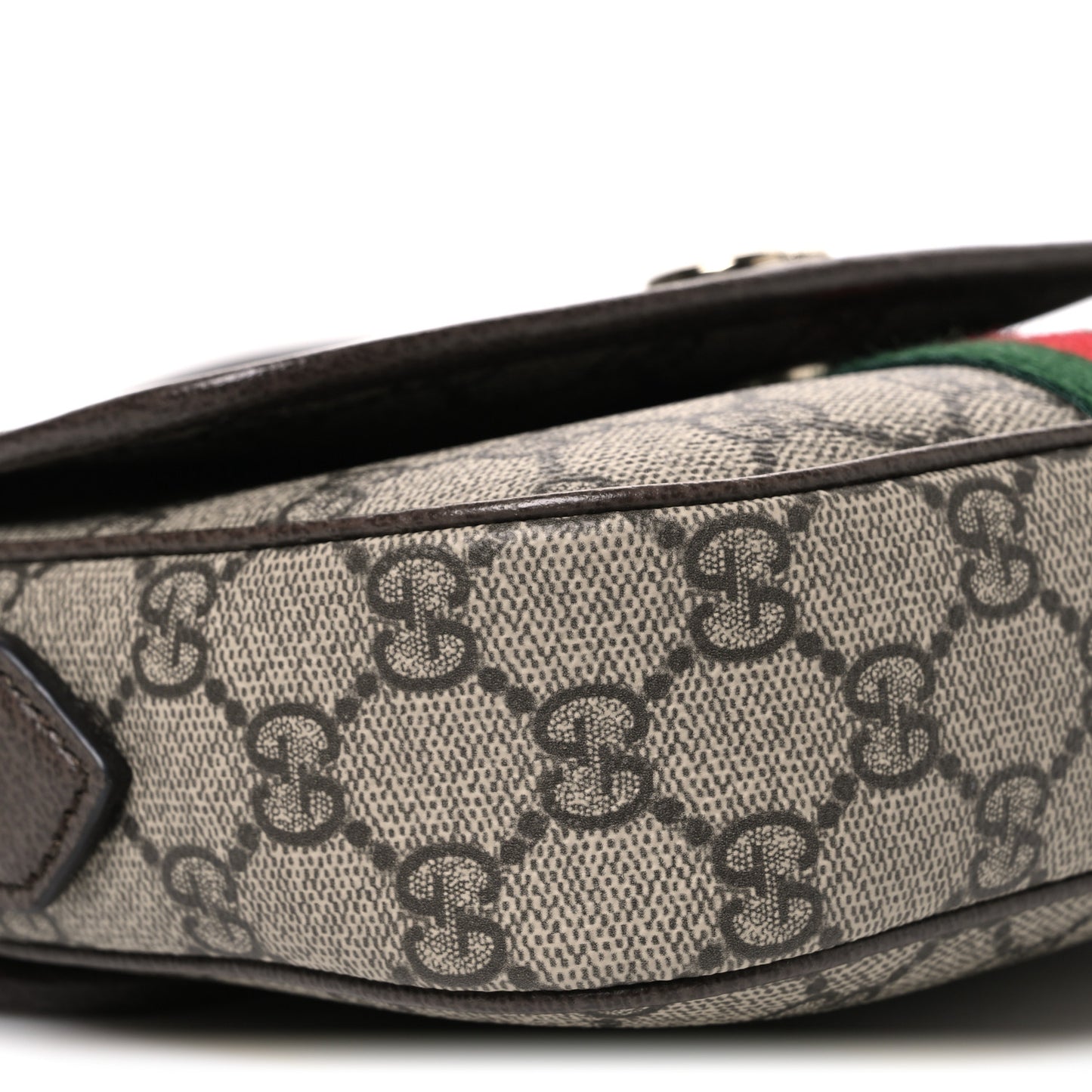 GG Supreme Monogram Textured Dollar Calfskin Small Ophidia Top Handle Shoulder Bag Beige Brown
