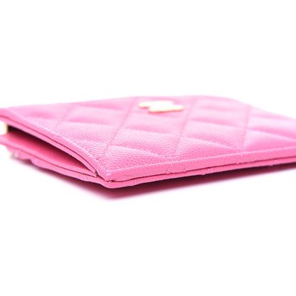 Chanel Caviar Quilted CC Zip Card Holder Pink 6 of 11