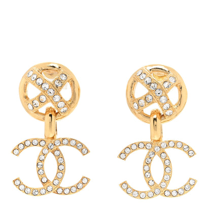 Chanel Crystal CC Drop Earrings Gold 1 of 4