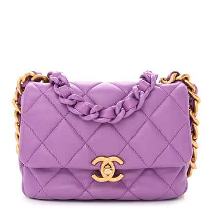 Chanel Lambskin Quilted Mini Lacquered Chain Flap Purple 1 of 10