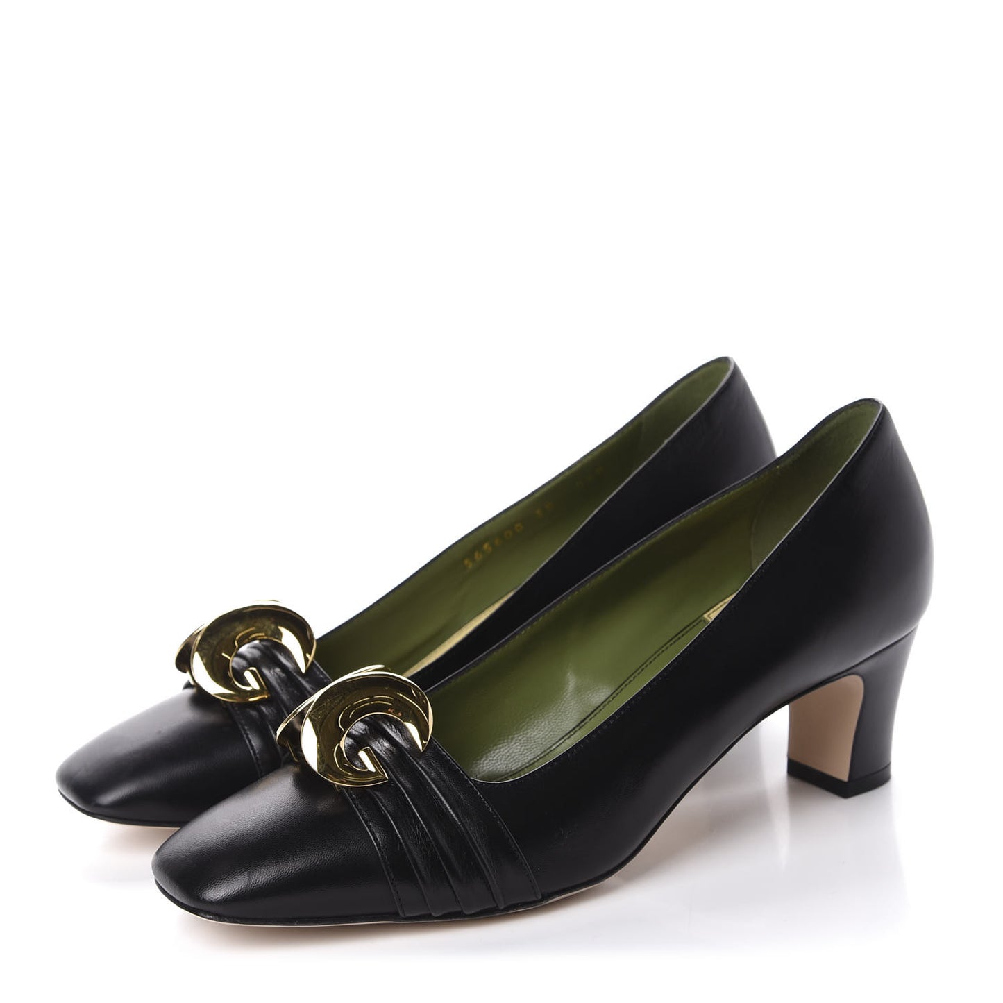 Malaga Kid Half Moon GG Square Toe Pumps 38 Black