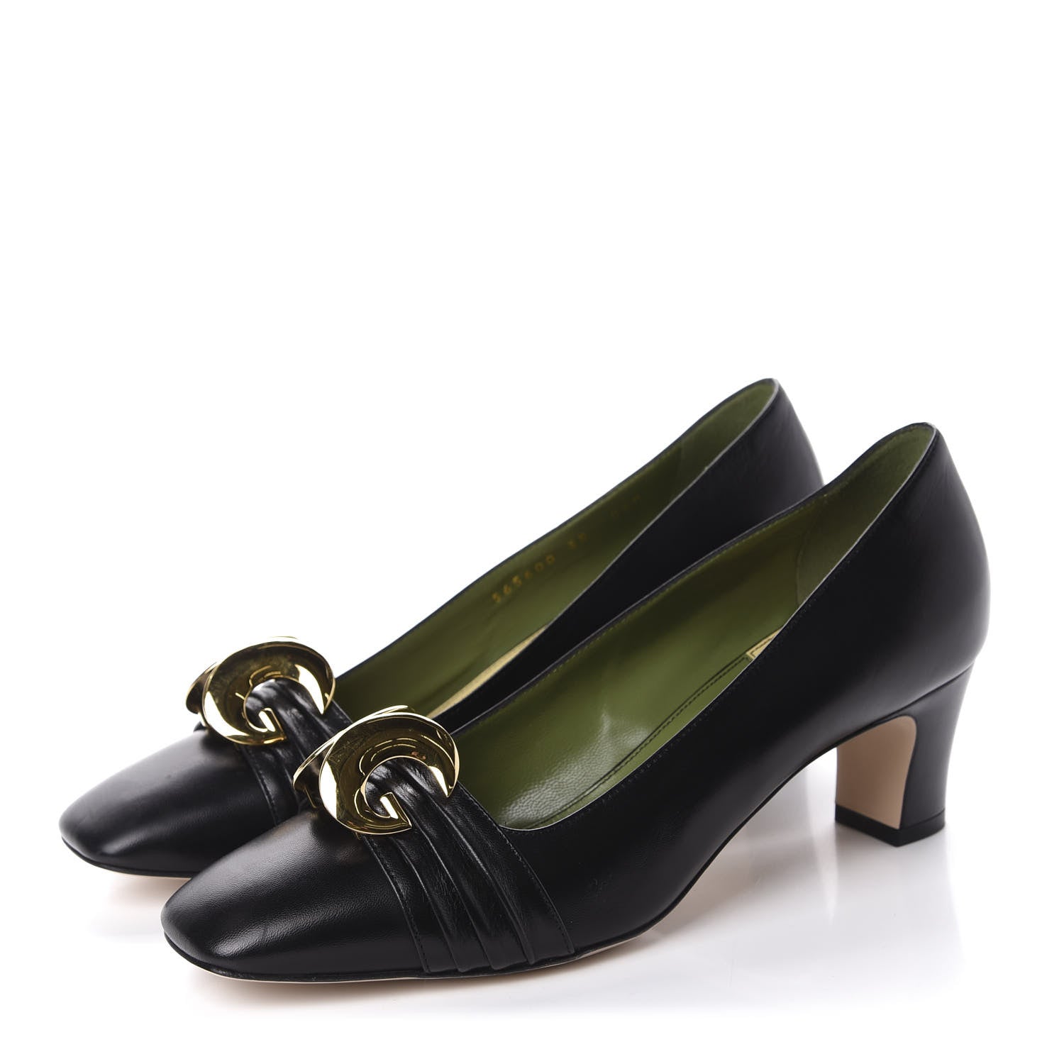 Gucci Malaga Kid Half Moon GG Square Toe Pumps 38 Black 3 of 11